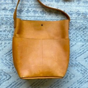 Able Cognac Leather Bucket Purse (small)
